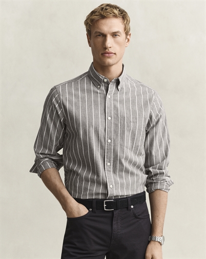 Gant - Reg Stripe Skjorte - Brown Melange